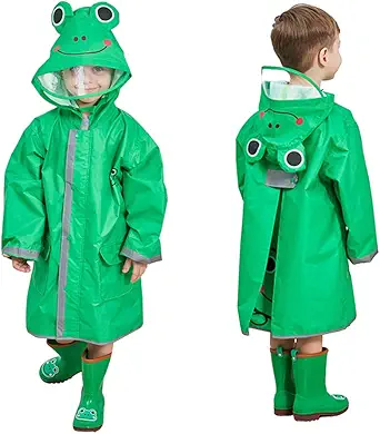 SSAWcasa Rain Poncho Kids,Toddler Poncho with Hood,Waterpoof Rain Jacket Coat,3D Cartoon Children Rainwear for Girl Boy
