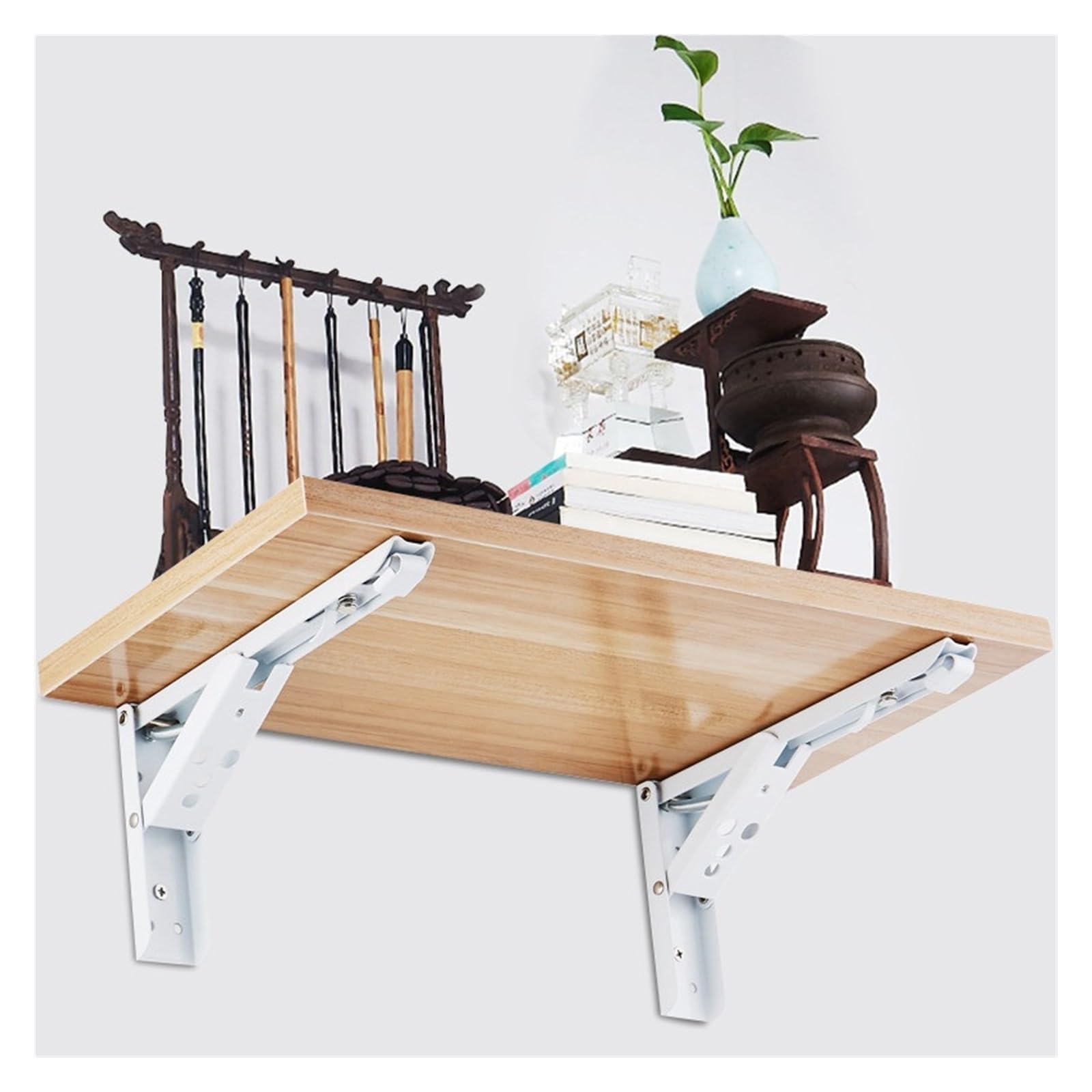 soporte plegable para estantería, 2 soportes de estante acero inoxidable ajustables for montar en(Silver 10inch)