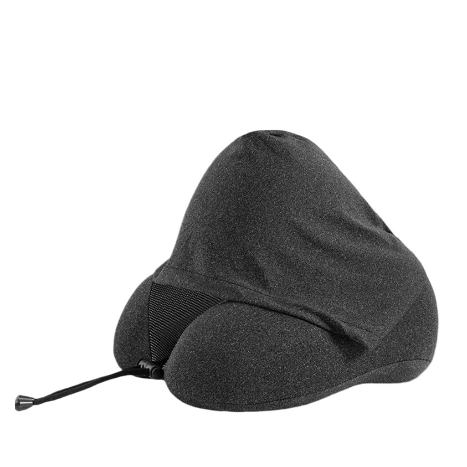 WWYYZAYC Multifunctional Hooded Memory Foam U-shaped Pillow Office Pillow Travel Cervical Pillow Easy To Store Nap(Black-Storage Box)