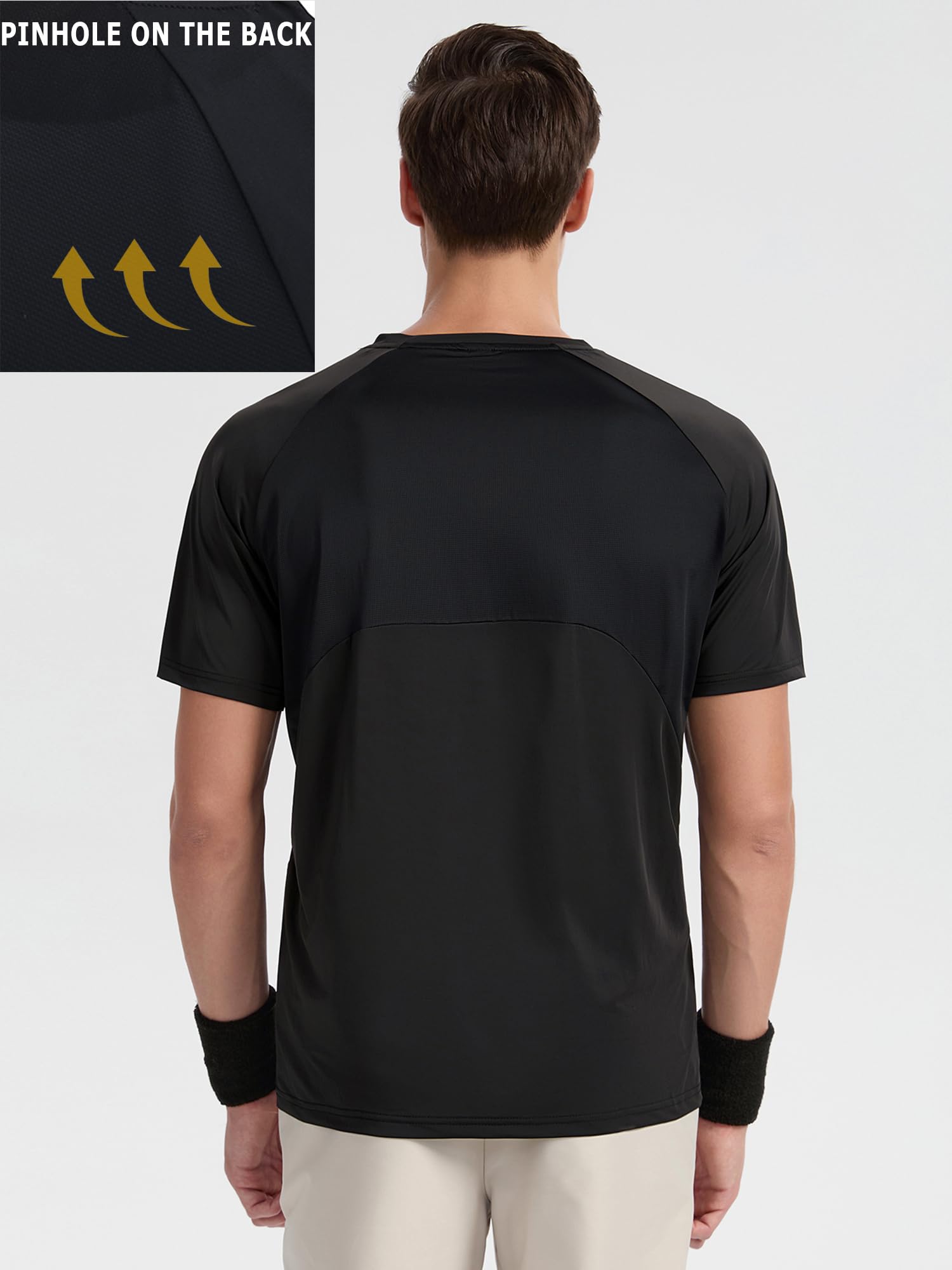 Camiseta de tenis y pickleball para hombre, absorbe la humedad, para entrenamiento, correr, costuras estenopeicas, desodorante | Comodidad refrescante que absorbe la humedad con elástico ligero en 4 direcciones para pickleball, correr y viajar