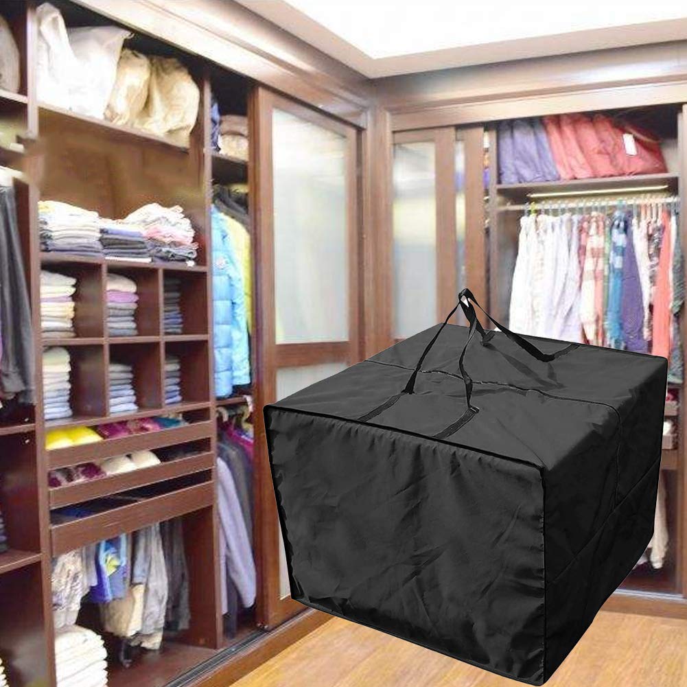 Bolsa de almacenamiento grande para cojín de jardín, fundas protectoras impermeables, bolsa de transporte para muebles de exterior, 81 x 81 x 61 cm, color negro