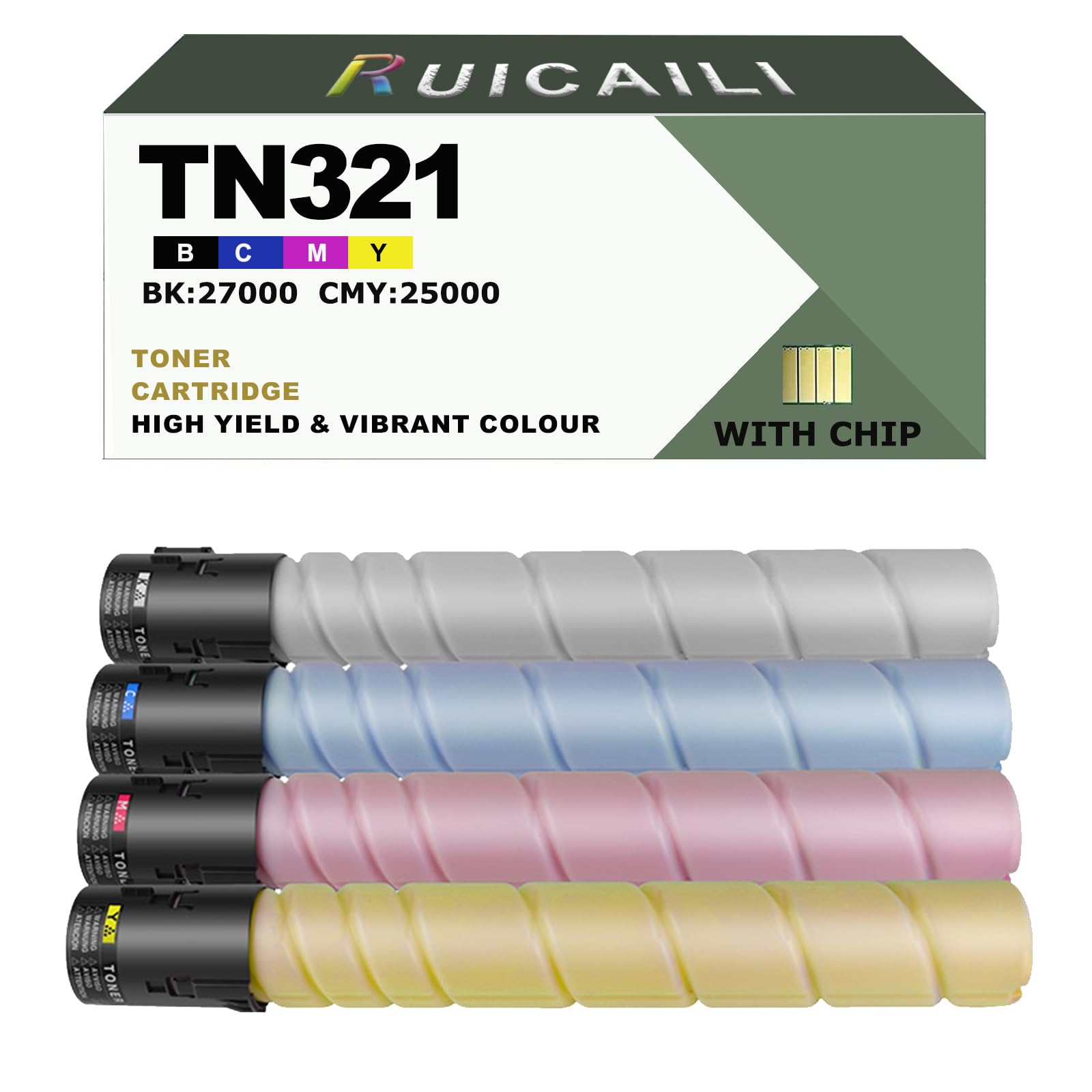 Kaseta z tonerem TN321, 321, zamiennik roboczy do Konica Minolta BizHub C364e, C284, C224e, C7822e, C7828e (4, czarny, cyjan magenta, żółty)