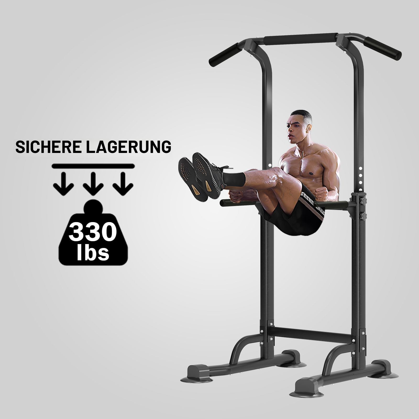 SogesPower Pull Up Power Tower Dip-Station Klimmzugstange für Zuhause | multifunktionale Dip-Unterstützung für Kraft- und Fitnesstraining zu Hause, Trainingsstation mit einstellbarer Höhe