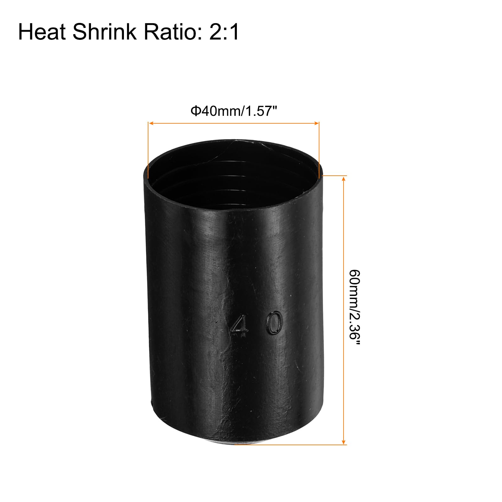 QUARKZMAN 50pz Tappi Termorestringenti 40mm ID x 60mm l Rapporto 2:1 Guaina Termorestringente Impermeabile per Cavi Elettrici, Neri
