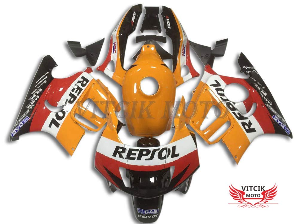 VITCIK (Fairing Kits Fit for CBR600F3 CBR600F 1997 1998 CBR 600 F3 97 98) Plastic ABS Injection Mold Complete Motorcycle Body Aftermarket Bodywork Frame(Orange & Black) A024