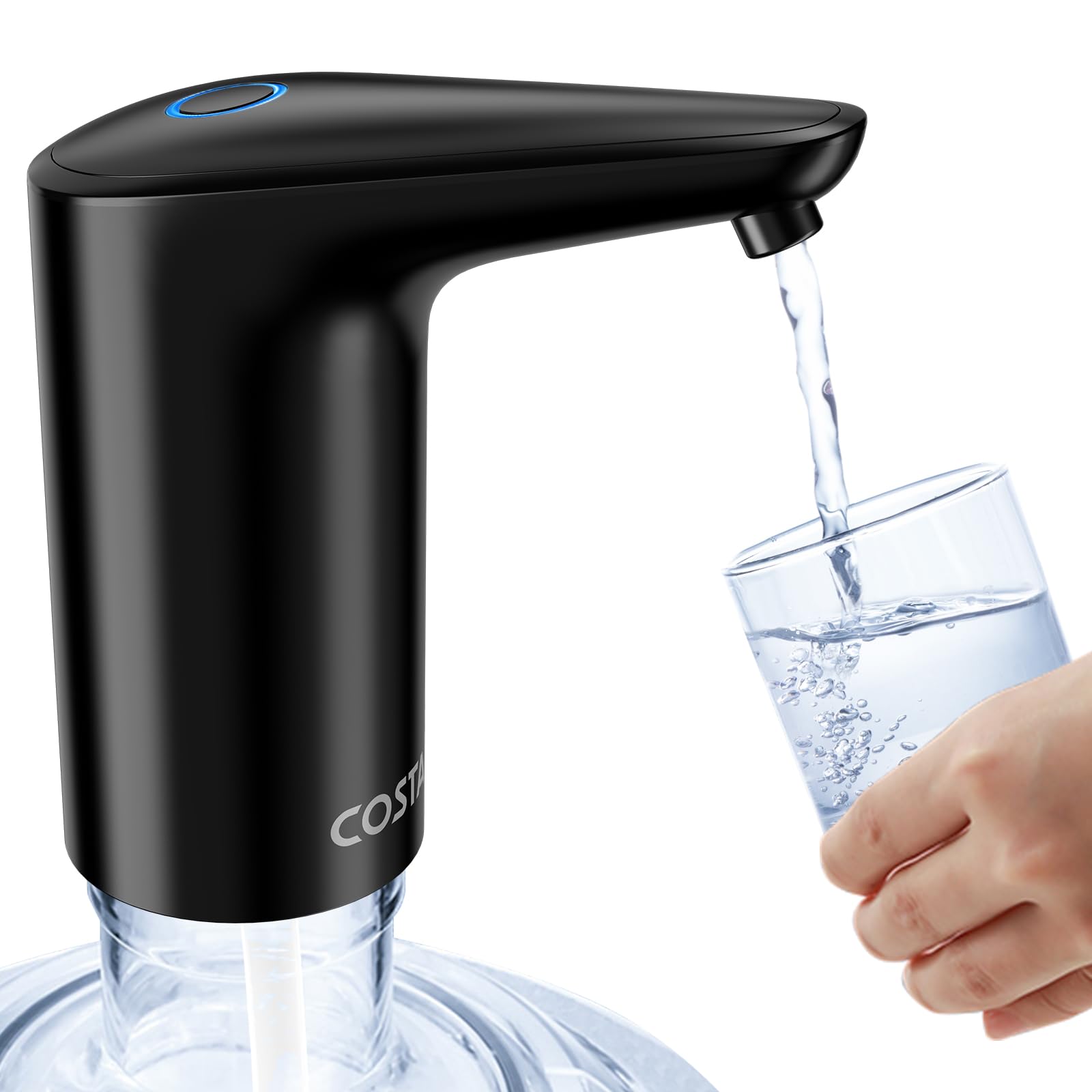 COSTAR Water Dispenser Pump for 20 Litre Bottle, USB Rechargeable Drinking Water Dispenser for Home and Office, Portable and Stylish Outdoor Water Pump, Black-image-21