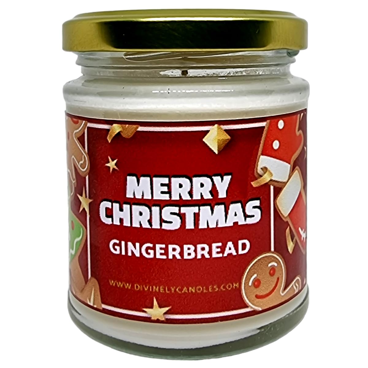 Divinely Candles® Gingerbread Christmas Soy Wax Eco Friendly 40 Hours Burning Hand-Poured Long Lasting Non-Toxic Long Burning Time Jar Candle