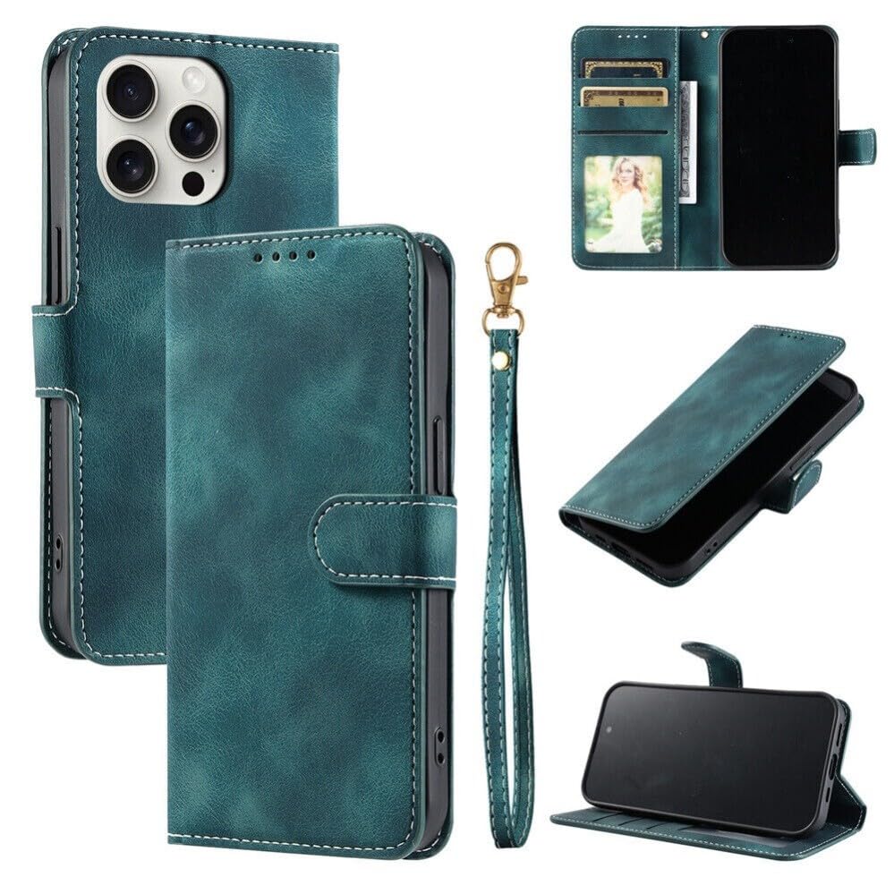 Compatible avec iPhone 8/7/6 (Couleur : vert) Étui portefeuille en cuir rétro