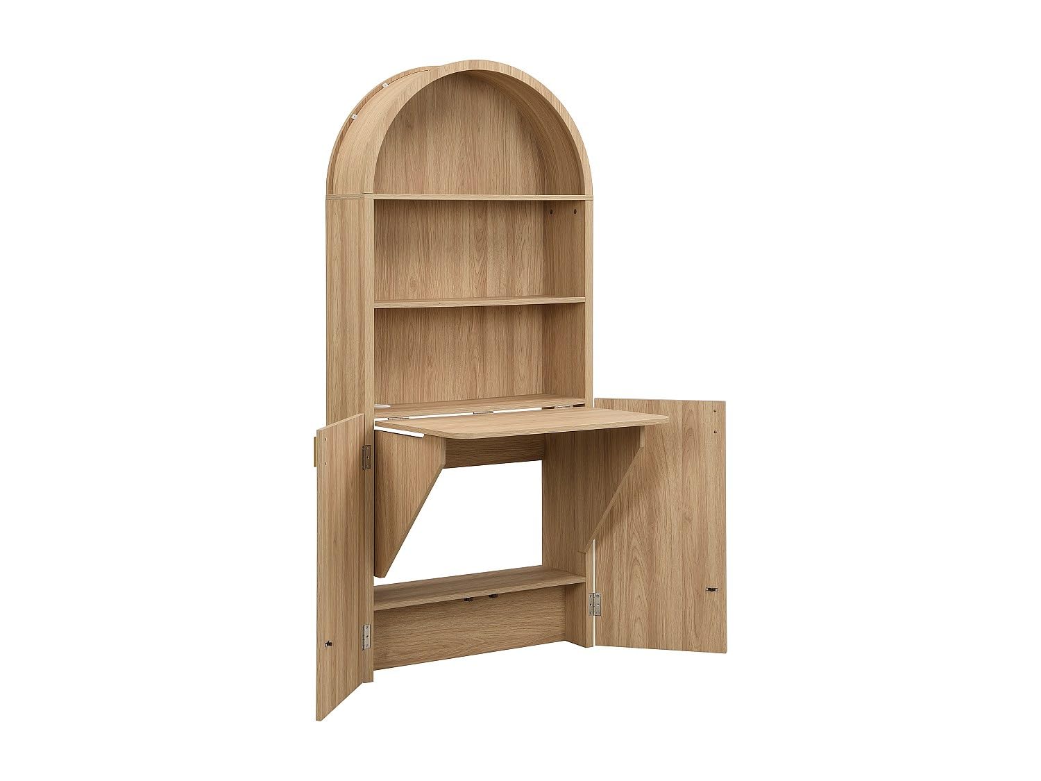 Vente-unique - Bureau bibliothéque – Coloris : Naturel - LYMIAR - avec Rangement