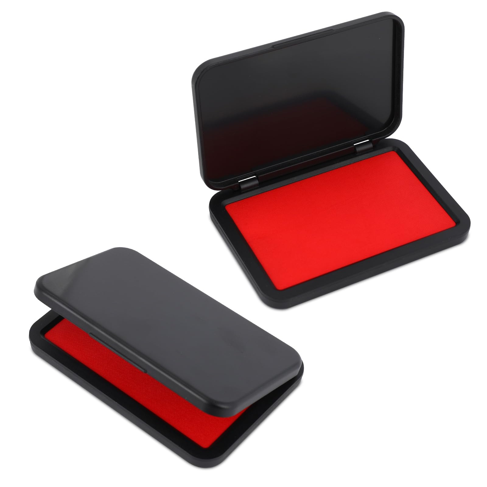 Goktvai 2pcs Red Ink Pads, 10.4x7cm/4.1x2.7in Premium Stamp Ink Pad Reusable Red Finger Print Inkpad for Home Office School & Crafting for Rubber & Clear Stamps