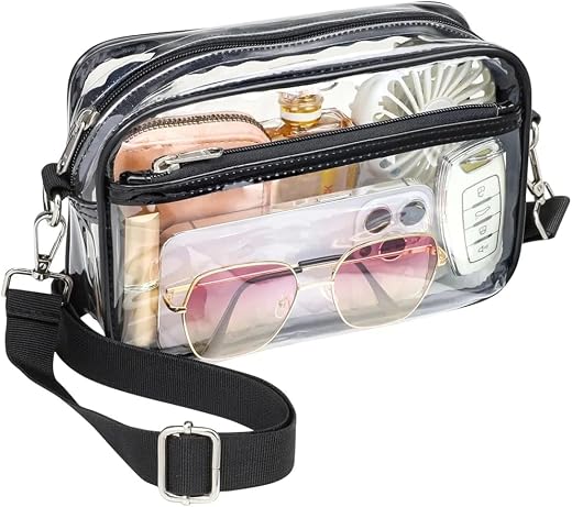 PROUDME Women’s Clear Transparent Sling Bag – Clear PVC Crossbody Purse with Adjustable Strap & Zip Closure, Stadium-Appro...