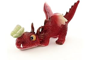 Premium Miniature Garden Fairy Figurine - Mini Red Dragon Playing with Butterfly