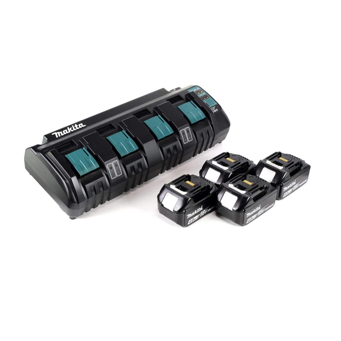 Makita Super Power Source Kit DC18SF - Cargador múltiple con 4 baterías BL1840 de 18 V y 4 Ah