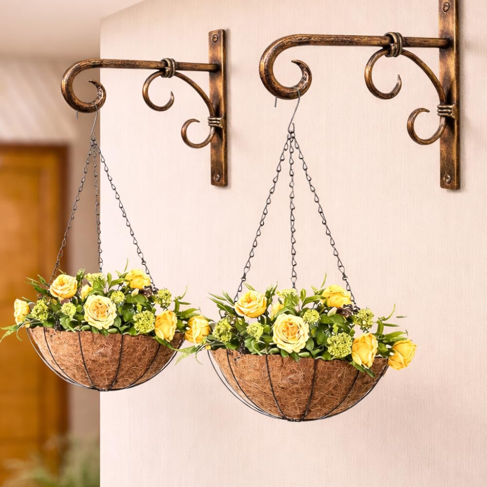 Vintage Iron Wall Hanging Bracket Rack | Handcrafted Rustic Scroll Hook for Planters, Lanterns, Bird Feeders & Home Garden Décor-image-40