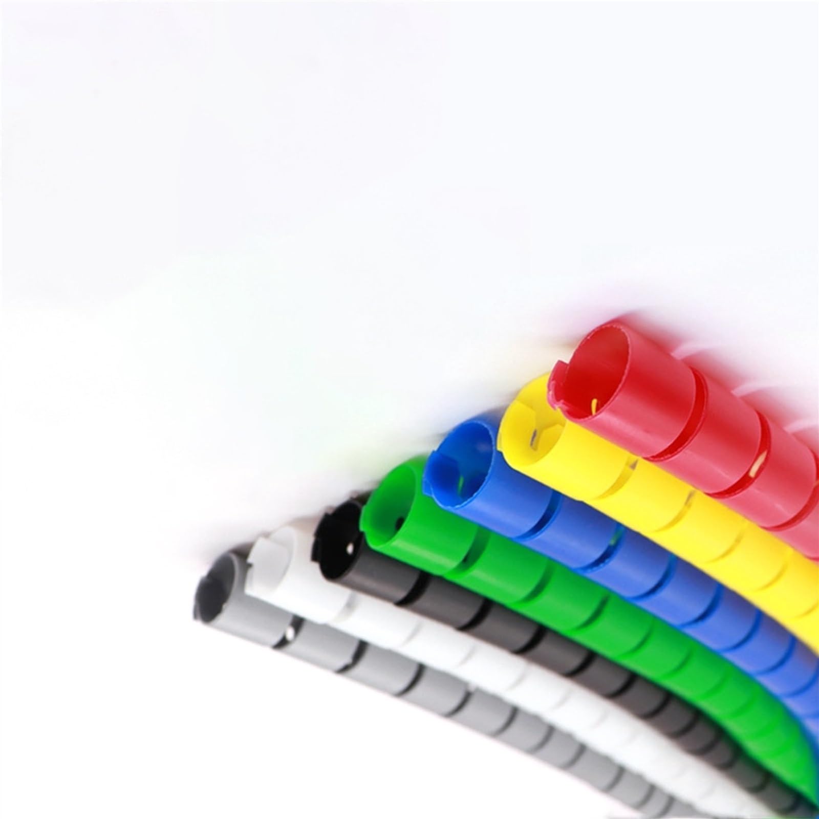 spiral protector 1 Meter 10 Meters Line Cable Pipe Organizer 25mm 30mm Spiral Wrap Winding Protection Wire Protector Cover Tube wraps cable(White 25mm,5 Meters)
