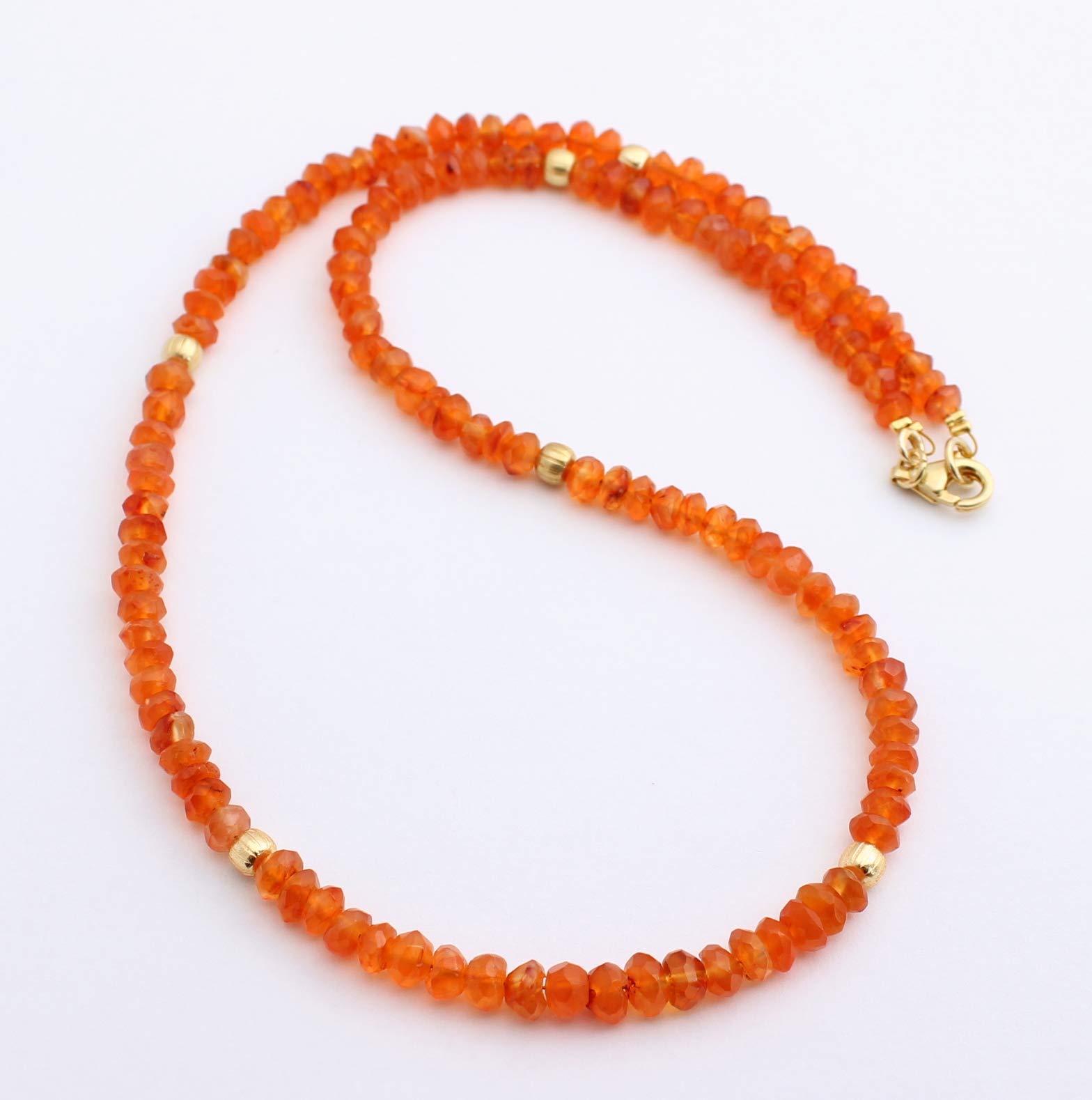 Karneol Kette facettierte Orange Collier mit vergoldet 925 Silber