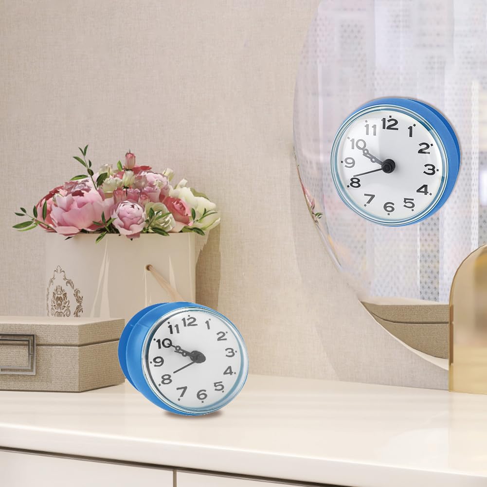 Joyzan Reloj de Ducha Baño, Reloj Pared con Ventosa Succión Pequeño Relojes Fijado ABS Mini Redondo Bano Impermeable Barrido Silencioso Resistente Espejo Cocina Agua Accesorios Decoración Temporizador