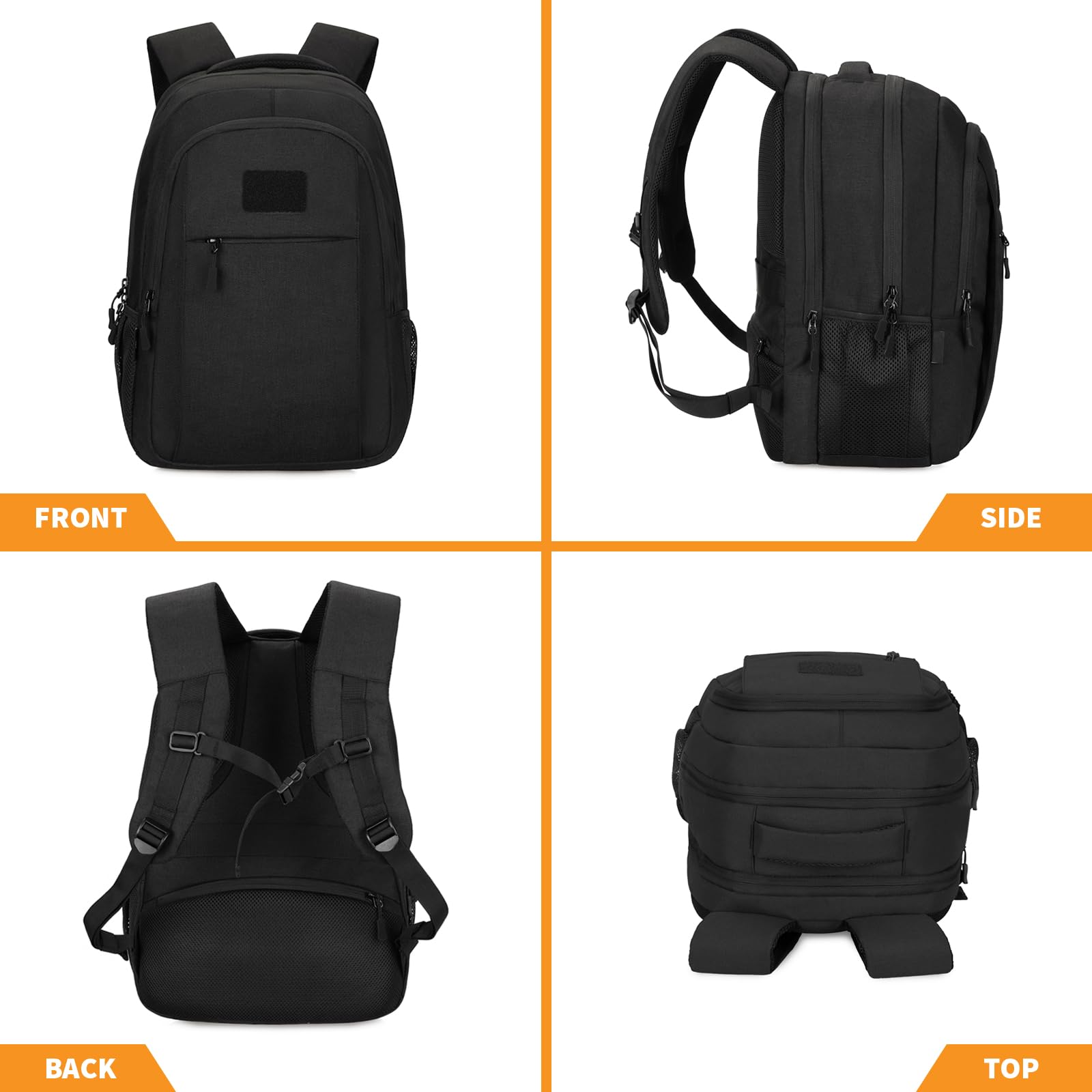 HUNTVP Zaino Tattico Impermeabile In Nylon 1000D, Porta PC, Unisex, 33x46x18 Cm, Per Lavoro, Viaggi E Sport, Colore Nero - 2