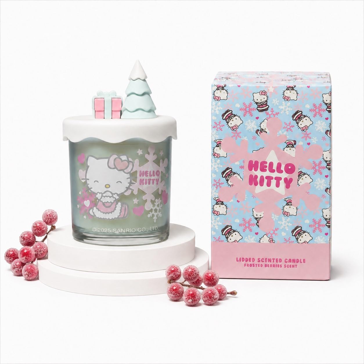 Hello Kitty Seasonal Candle – 213g 1-Wick Candles 35hr Burn Time – Sweet & Floral Fragrances Home Decor, Women Birthday Candle Gift (Frosted Berries)