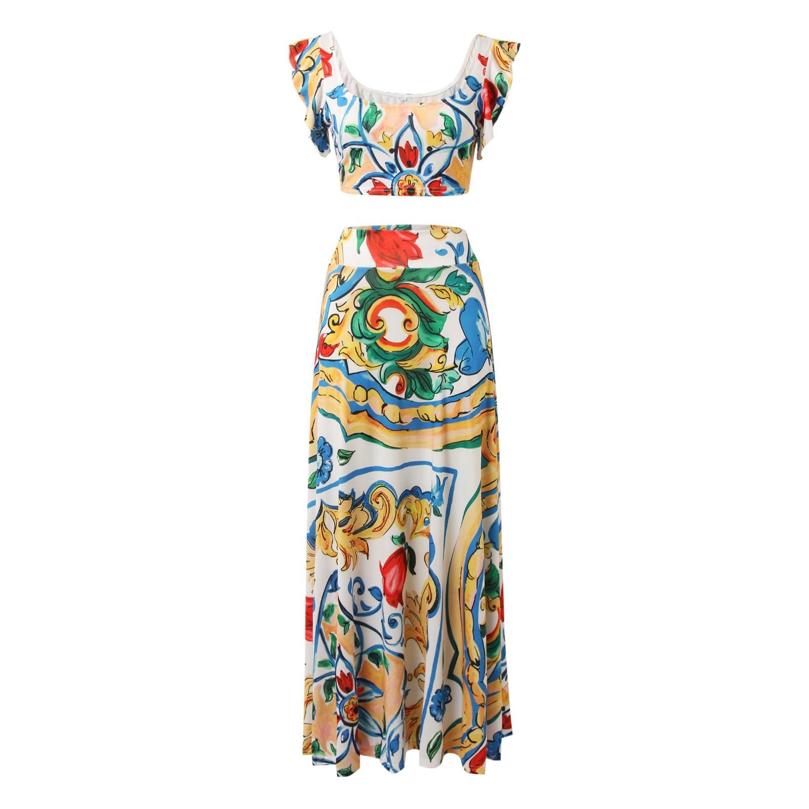 Robe d'été Deux pièces Tendance pour Femme Haut élégant et Jupe décontractée pour Sortie soirée ou Tenue Quotidienne