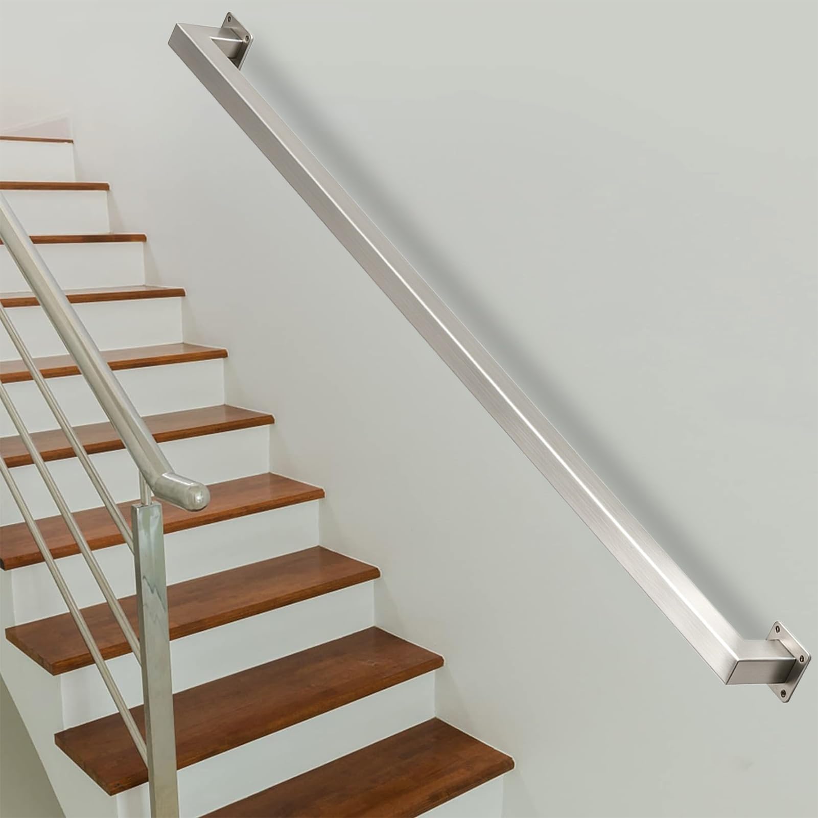 Drsyffsup 30cm-600cm Stairs Handrail for Indoor Outdoor Grab Rail, Wall Mount Safety Stair Railing, Non-Slip Industrial Stainless Steel Banister Hand Rails for Loft Porch Corridor(11ft/3.3m)