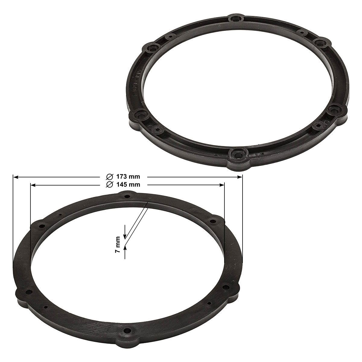 tomzz Audio 2808-013 Anneaux de Haut-parleurs Adaptateur Compatible avec Citroen C1 C4 Jumpy Peugeot 107 208 308 Toyota Aygo ProAce Opel Vivaro 165mm
