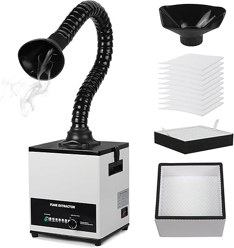 BEAMNOVA Extractor de humos de soldadura 100 W Extractor de humos de manguera 2 en 1 Soldadura Filtros de 3 etapas Absorbedor de humo Filtro 99.97%