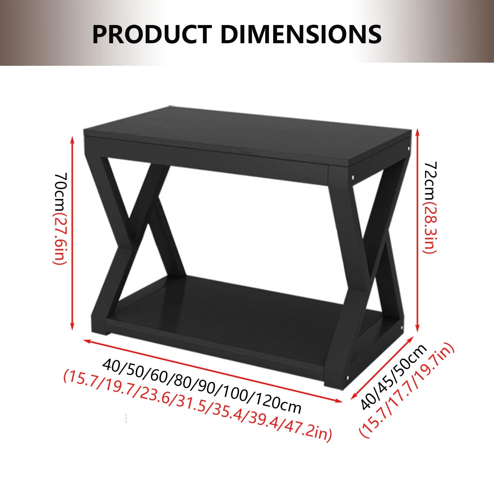 Support d'aquarium double couche pour grande capacité de stockage, forte capacité de charge, parfait pour le bureau et le salon, pieds en PVC durables