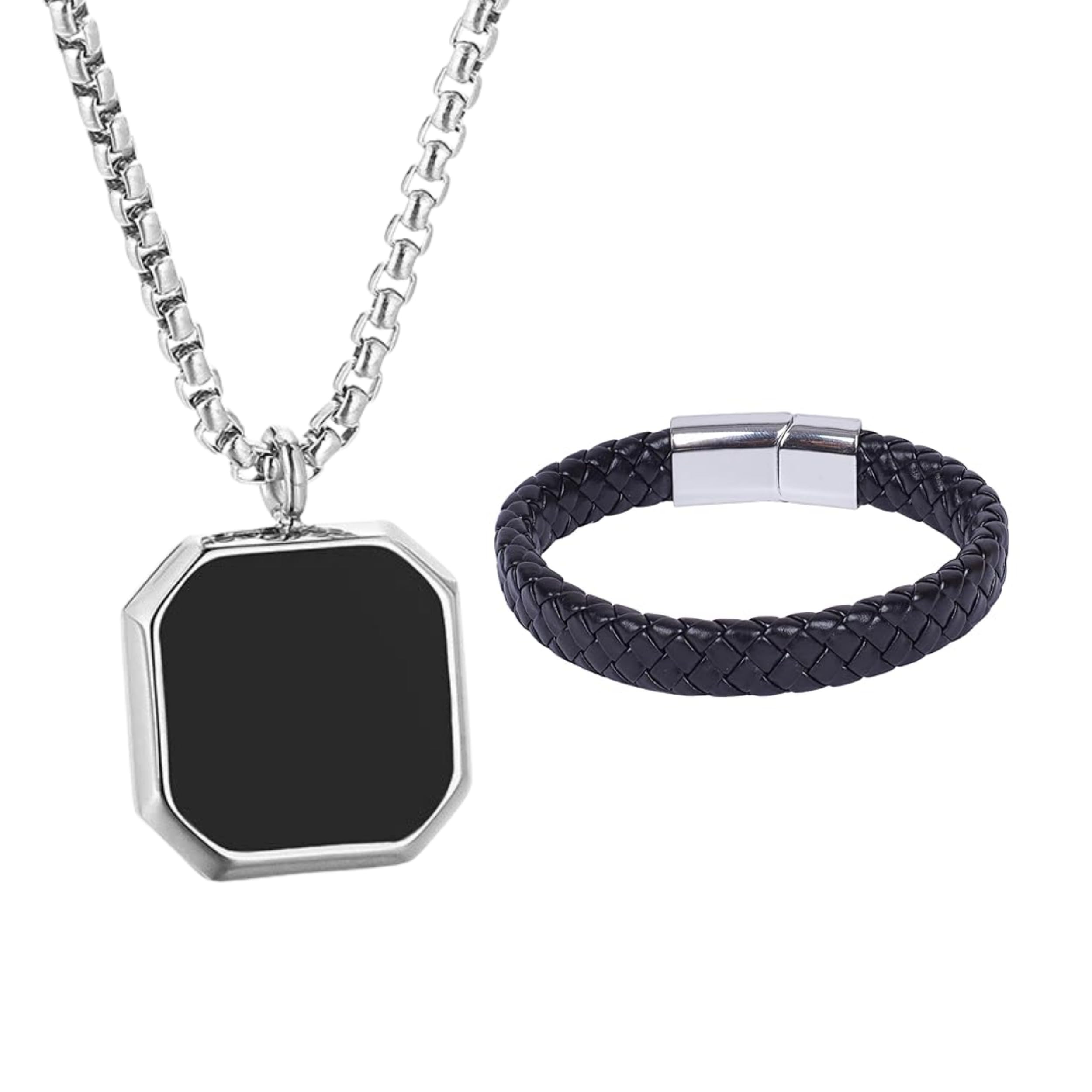 Jewellery for Men - Midnight Charisma & Avrum - Pendant, Chain Jewellery Set - Jewellery Accessories for Boys