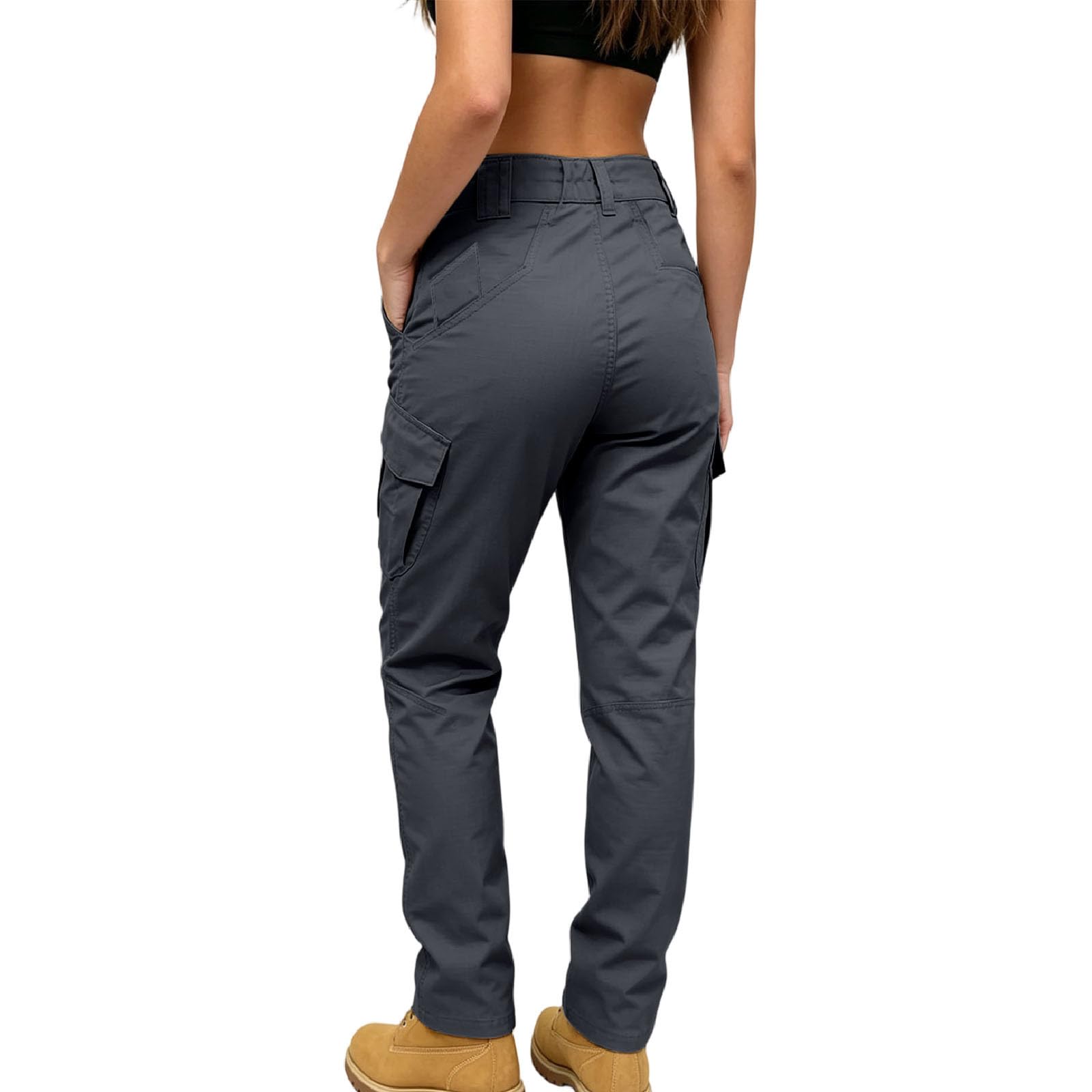 Cargohose Damen Wanderhose Wasserdicht Trekkinghose Große Größen Cargo Hose High Waist Outdoorhose Sport Cargohosen Winddicht Funktionshose mit 8 Taschen Outdoor Hosen Wandern Softshellhose L-5XL