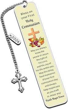 First Communion Gifts for Girls Boys, 1st Holy Communion Favors Bookmark, Christian Bible Bookmarks for Women Men, Baptism Confirmation Gift for Teen Kids Religious Graduation End of School Year