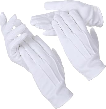 2 Pairs White Gloves for Church, White Gloves Women Men, Soft Usher Gloves Costume with High Elasticity, Uniform Dress Glove for Police Funeral Server Usher Tuxedo Guard Parade