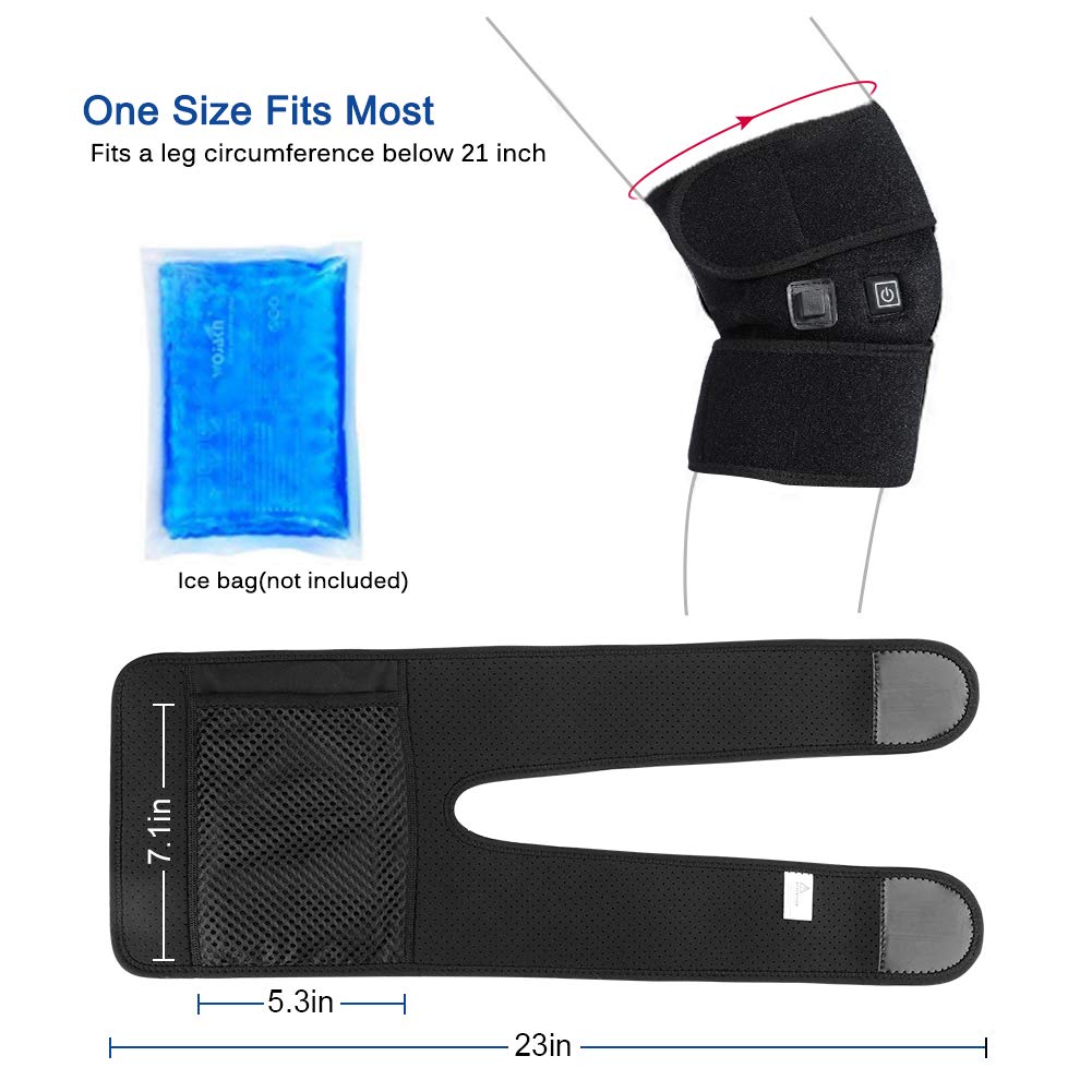 Knee Heating Pad, USB Heating Knee Brace Support for Arthritis, Heated Knee Wrap Thermal Therapy to Warm Joint Relief Pain of Knee Stiff, Arthritis, Strains, Fits Men and Women Knee Calf Leg Arm