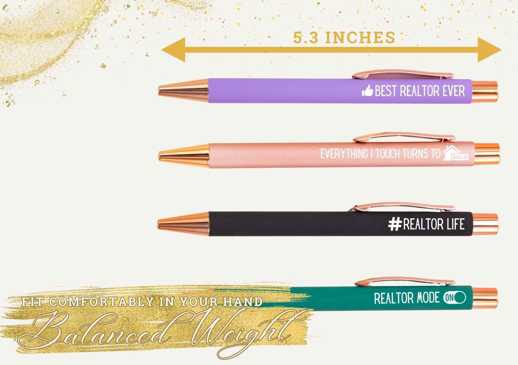 InnoBeta Realtor Gifts for Women, Funny Gifts for Real Estate Agent, Ballpoint Pen Set of 4, Gift Ideas for Women on Birthday, Christmas, Appreciation