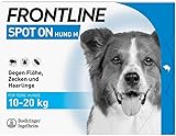 FRONTLINE Spot ON Hund M gegen Zecken, Flöhe & Haarlinge (10 bis 20 kg) - 3X Pipetten für bis zu 3 Monate Schutz - wasserfest