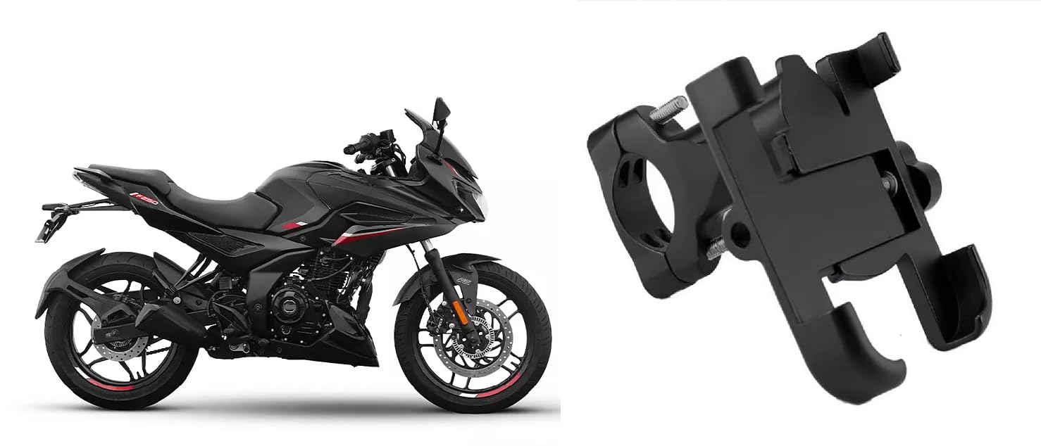 Bike Mobile Holder Metal (Aluminium Alloy) | 360° Rotation Handlebar Phone Mount | Anti-Vibration Clamp | Motorcycle & Cycle Mobile Stand Suitable for Bajaj Pulsar F250-picture-17