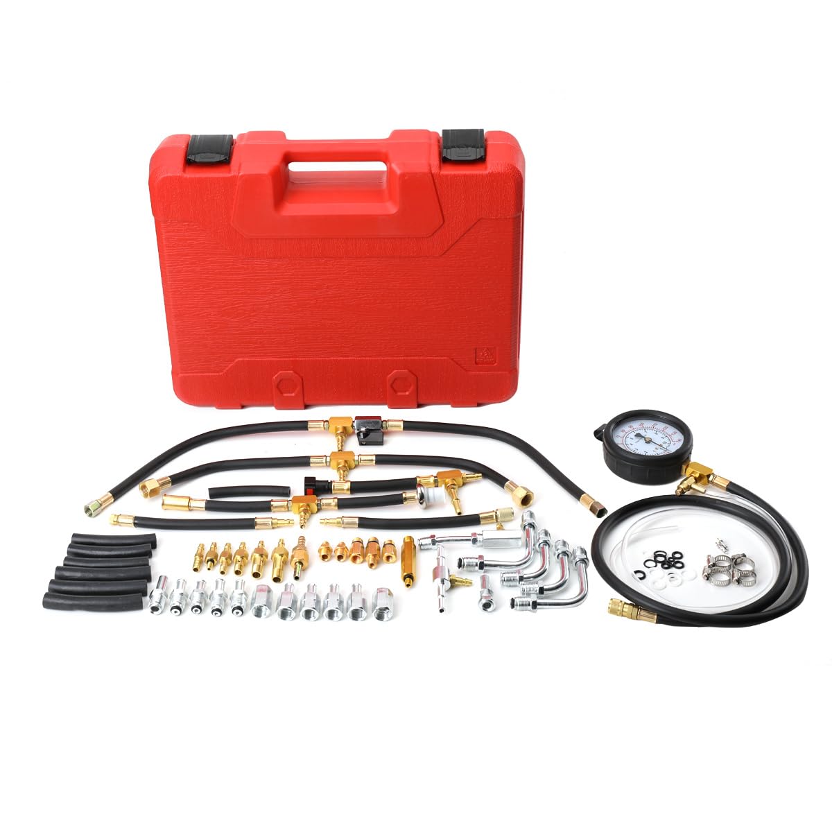 Kit Tester Pressione Iniezione Carburante con Manometro 3,5" 0-140 PSI/0-10 Bar, Valvola di Sicurezza, Tubo 6 Piedi, Ideale per Diagnosi Sistemi Carburante Veicoli