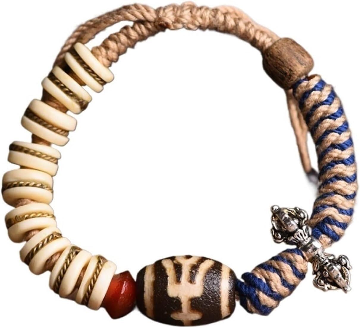 YNIYUJKL Bracelets,Lucky Charm,Braided Bracelets, Handmade Braided Hand Rope Tibetan Dzi Bead Multi Treasure Bracelet Cultural Games Strings Female Ethnic Jewellery