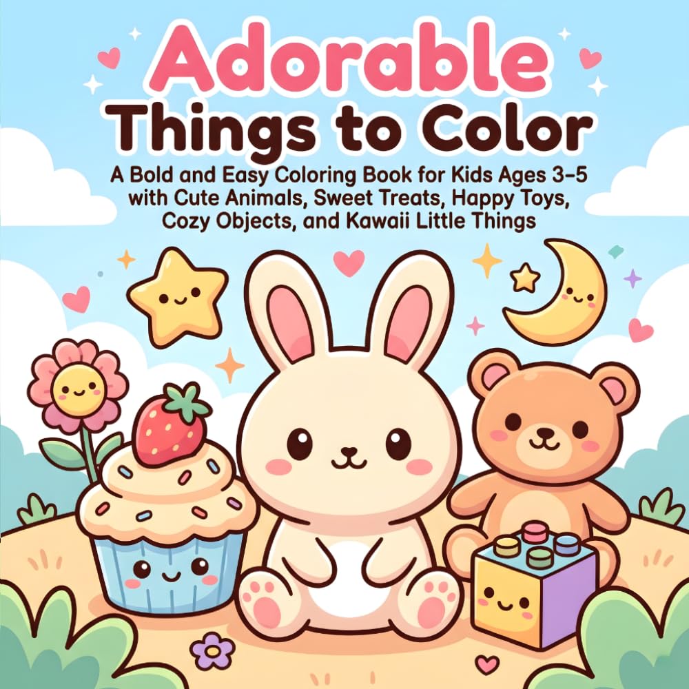 Adorable Things to Color: A Bold and Easy Coloring Book for Kids Ages 3–5 with Cute Animals, Sweet Treats, Happy Toys, Cozy Objects, and Kawaii Little Things