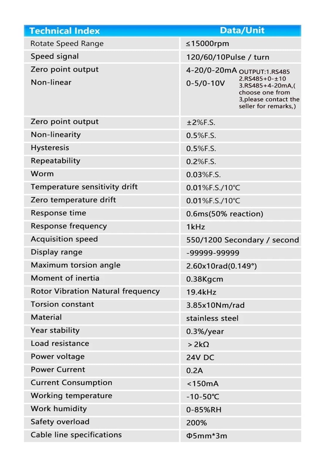 Sensor de par dinámico DYN-200(5000N.M)