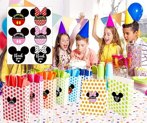 204Pcs Mouse Head Stickers, 6 Style Pvc Labels, Thank You Stickers, Thank You For Coming To My Party, Children's Themed Birthday Party Supplies,Baby Shower Decorations, Cup Gift Bag Decor #TOP1