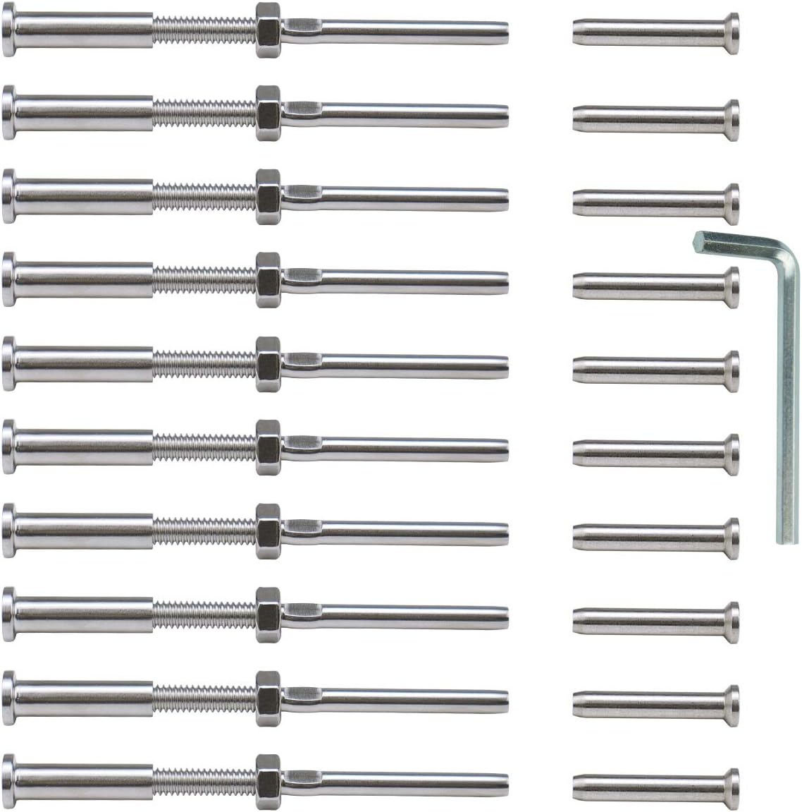 Nеw Arrіvаlѕ Muzata 10Pair Cable Railing kit 1/8" Hand Swage Threaded Stud Tensioner and Stemball Terminal T316 Stainless Steel 4" Long for 2x2 Wood Metal Post Deck Stairs, CR42 Nеw Arrіvаlѕ Muzata 10Pair Cable Railing kit 1/8" Hand Swage Threaded Stud Tensioner and Stemball Terminal T316 Stainless Steel 4" Long for 2x2 Wood Metal Post Deck Stairs, CR42
