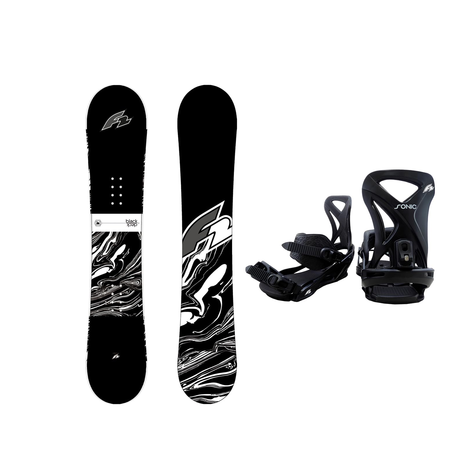 F2 Set Snowboard Blackdeck Schwarz + Sonic Pro Bindung Größen wählbar