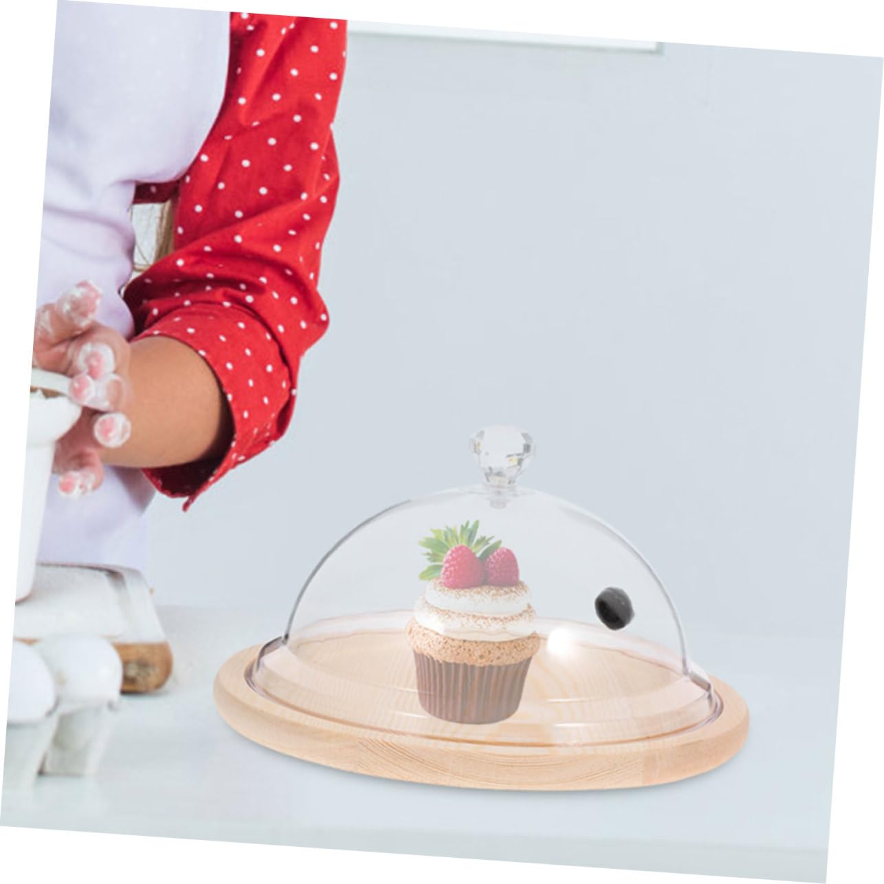 Mobestech Cloche à Gâteau En Acrylique Avec Poignée Couvercle