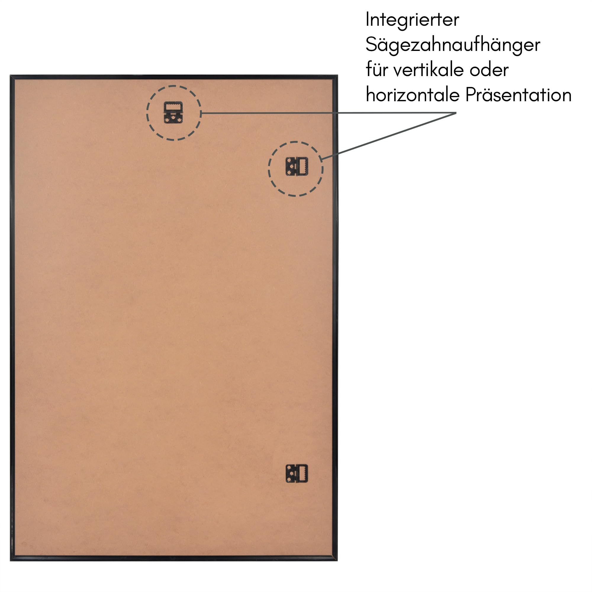 Americanflat Bilderrahmen 60x90 cm (3er Pack) - Schlanker Bilderrahmen 90x60 cm mit Plexi-Scheibe und Integrierter Aufhängung für Hoch- und Querformat - Schwarz