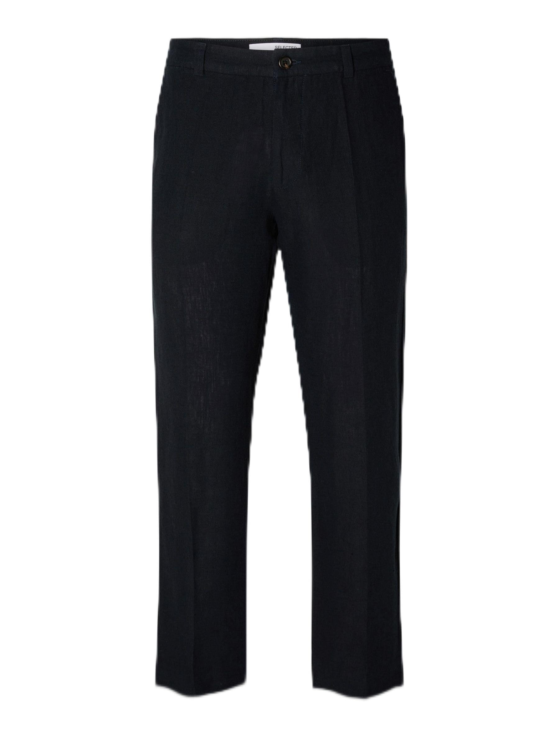 SELETED Homme Men's Fabric Trousers, Sky Captain/Detail:Mixed with Black, M