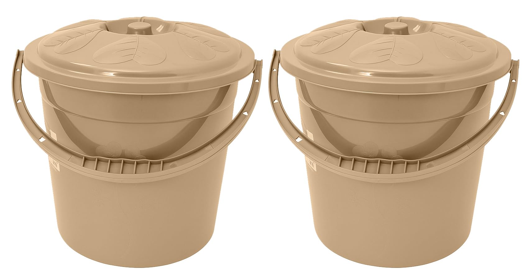 Best House | Plastic Bucket with Lid Handle | 20 Litres | CREAM | 2 Pcs | Household Bucket | Storage Buckets Bin Container, Multipurpose Use for Home, Garden and Workshops (Pack of 2)