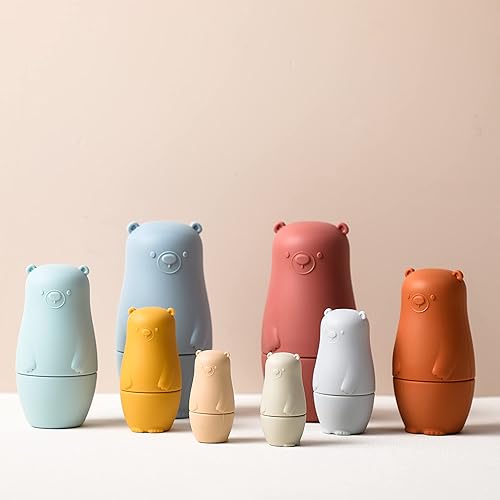 Miniatura 15 de OESSUF Muñecas rusas de anidación para niños, juguetes de Pascua de silicona, muñeca Matryoshka, juguete educativo Montessori, juguetes apilables