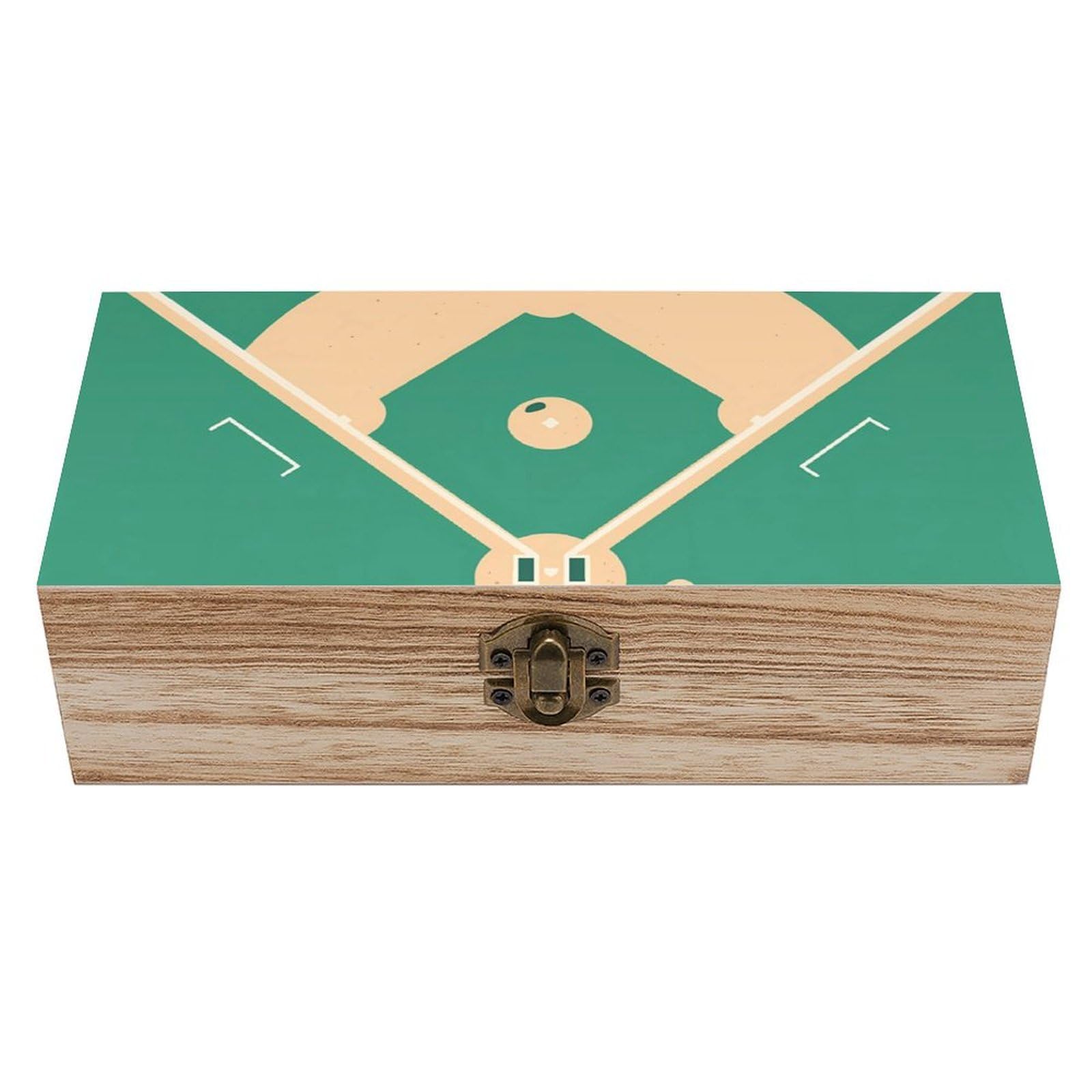 HLBSDM Baseball Field Retro Wooden Storage Box Jewelry Art Gift Boxs Decorative Keepsake Boxes