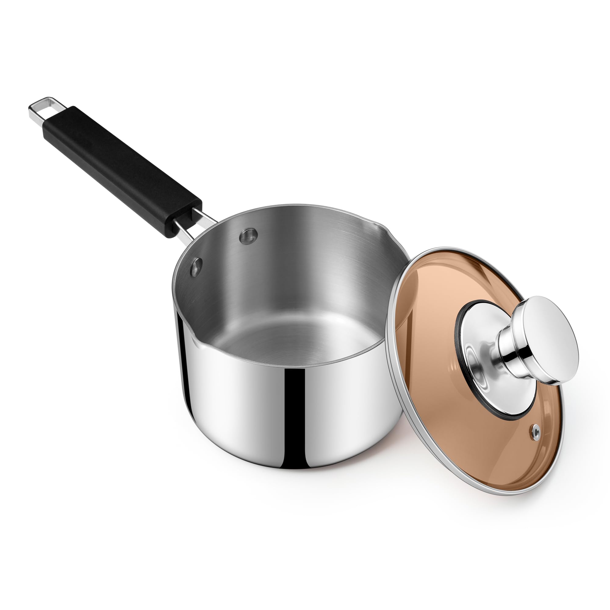 Olla de acero inoxidable Joyfair de tres capas con distribución térmica uniforme y 2,5L